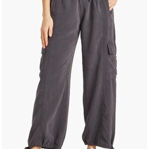 Splendid Gray Cargo Pants – Lightweight Lyocell, Drawstring Waist, Size L